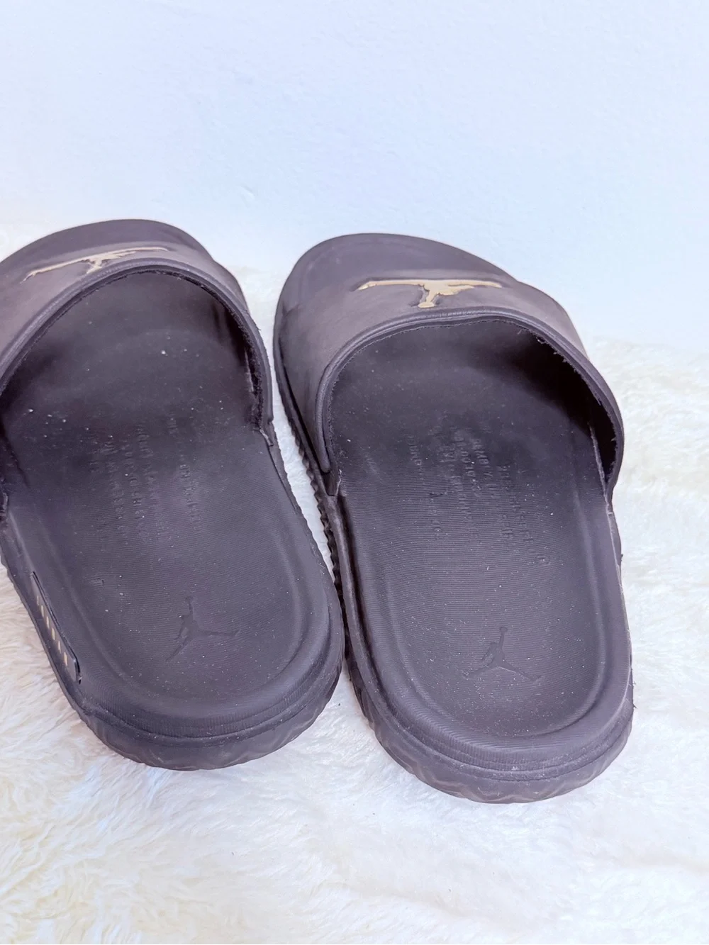 Jordan Black Slide Sandals with Gold Jumpman